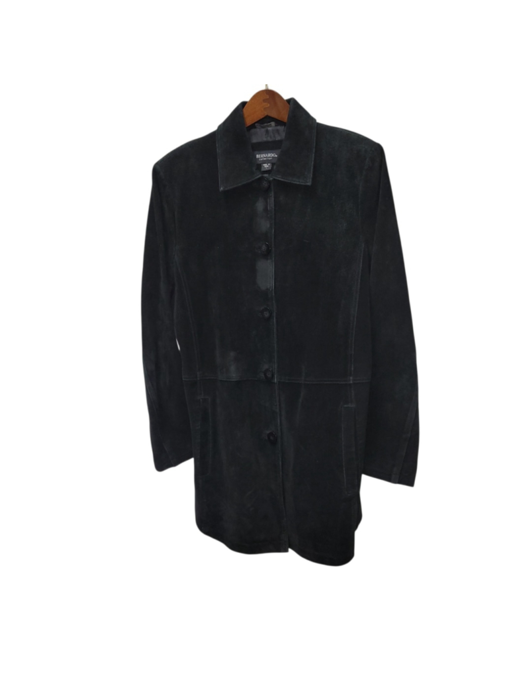 BERNANDO Women's Black Button-down Long-Sleeves Genuine Leather Mid-length Large - Picture 3 of 8